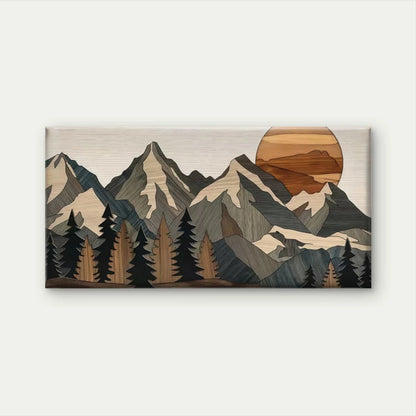 Geometric Mountain Sunset Wall Art Canvas Office Home Room Framed 120x60cm