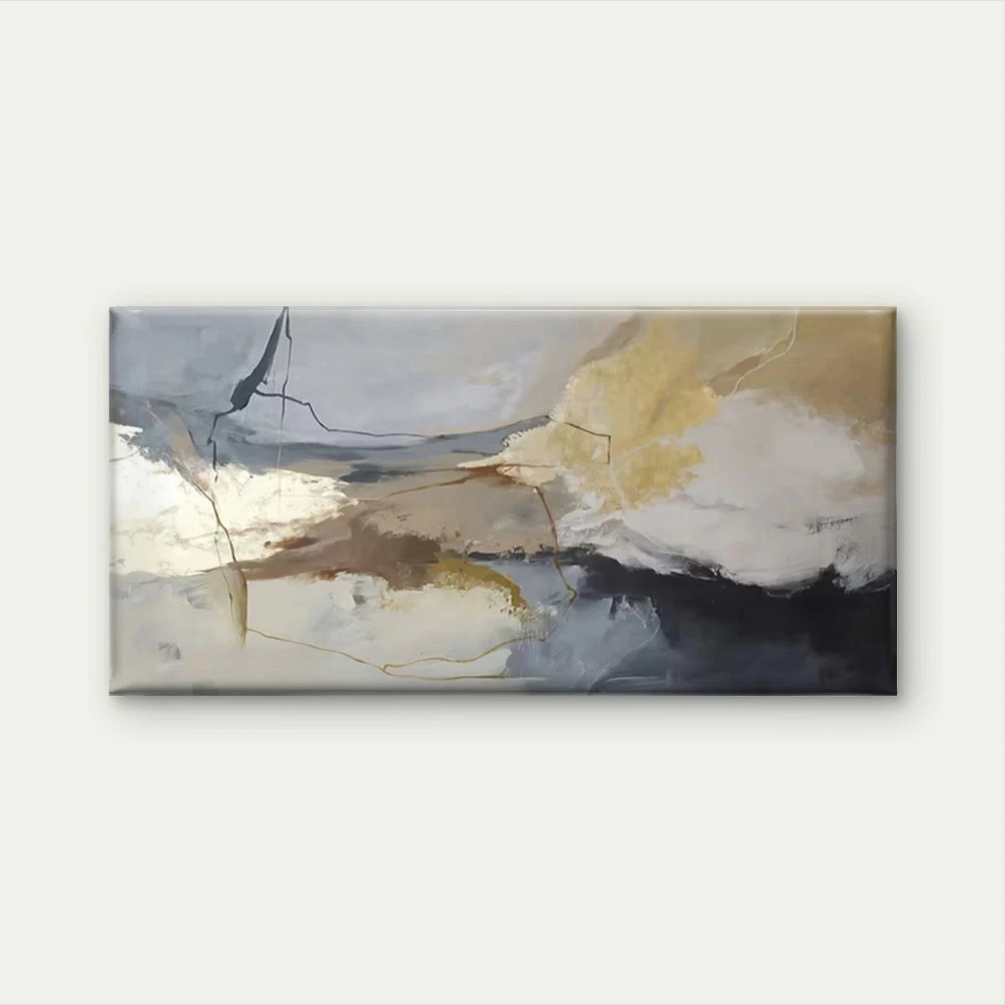 Abstract Beige Gray White Wall Art Canvas Office Home Room Framed 120x60cm