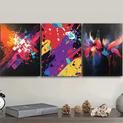 3pcs Featuring Colorful Splashes Wall Art Canvas Unframed - High Quality Print 100% Australian Made Wall Canvas - Bella Home Decor