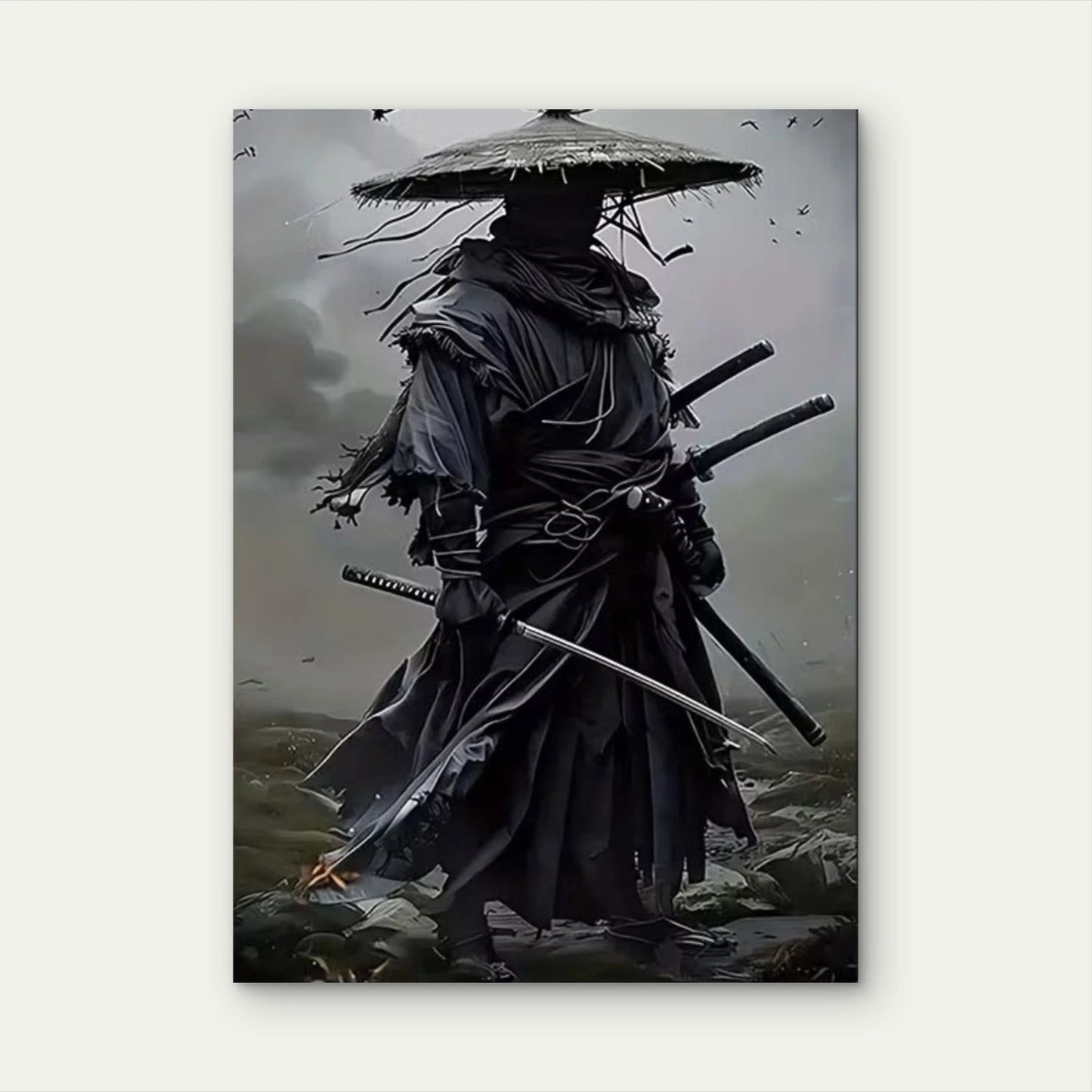 The Shadow Samurai 40x60cm Metal Print Ready to Hang