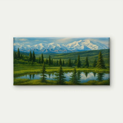 Snow Mountain & Pine Forest Wall Art Canvas Office Home Room Framed 120x60cm