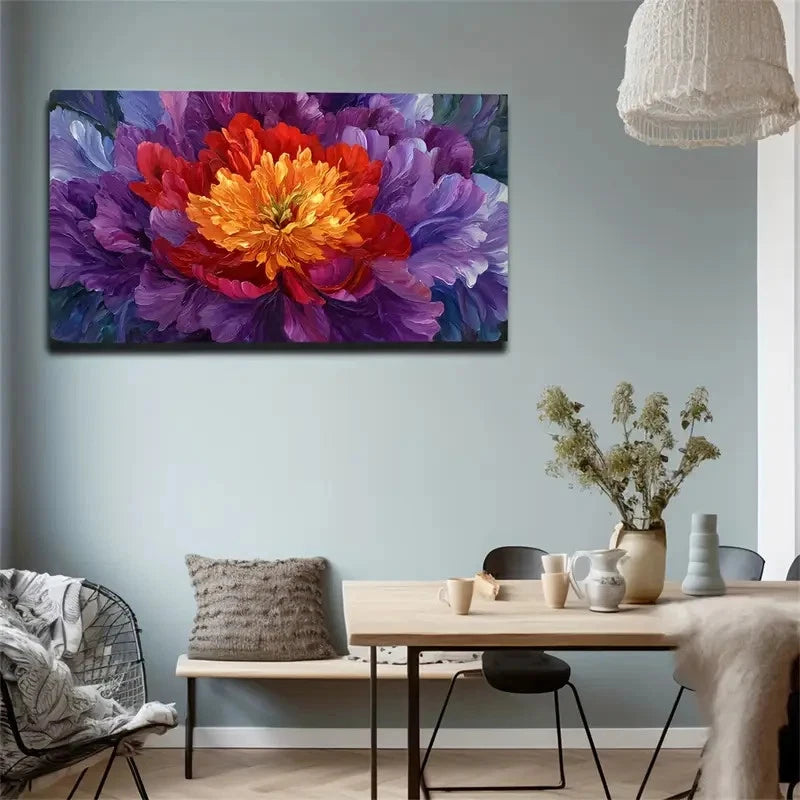 Modern Vintage Large Flower Wall Art Canvas Office Home Room Framed 120x60cm