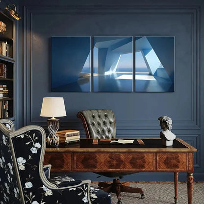 3pcs Abstract Architecture Geometric Shapes Metal Print Ready to Hang Art - Bella Home Decor