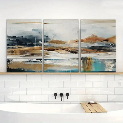 3pcs Abstract Dusty Landscape Painting Metal Print Ready to Hang Art - Bella Home Decor
