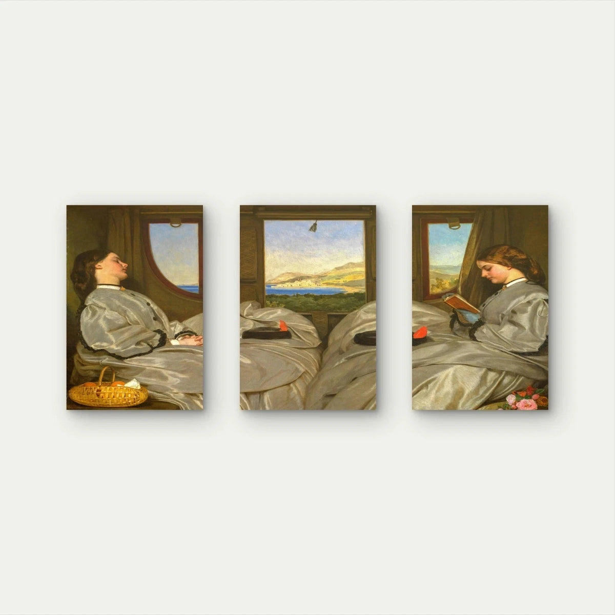 3pcs Classical Victorian Woman Antique Painting Wall Art Set Canvas Framed 60x90cm - High Quality Print 100% Australian Made Wall Canvas Ready to Hang