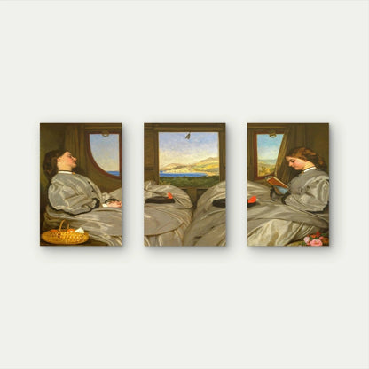3pcs Classical Victorian Woman Antique Painting Wall Art Set Canvas Framed 60x90cm - High Quality Print 100% Australian Made Wall Canvas Ready to Hang