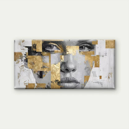 Geometric with Golden Foil Wall Art Canvas Office Home Room Framed 120x60cm