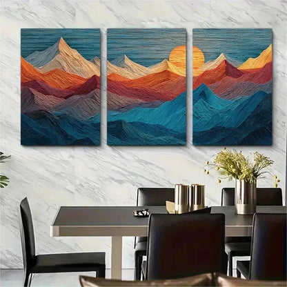 3pcs Mountain Top Sunrise Landscape Perfect Wall Art Set Canvas Framed 50x70cm - High Quality Print 100% Australian Made Wall Canvas Ready to Hang