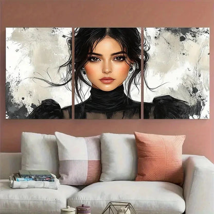 3pcs Elegant Black Pen Fashion Illustration Metal Print Ready to Hang Art - Bella Home Decor