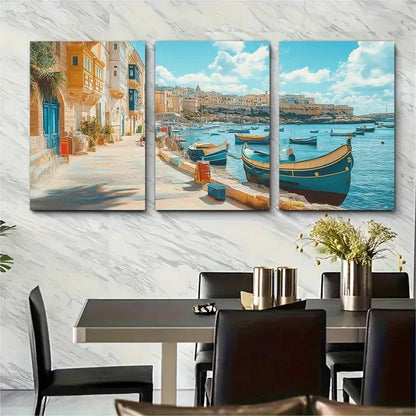 3pcs Tropical Décor Botanical Malta Perfect Wall Art Set Canvas Framed 40x60cm - High Quality Print 100% Australian Made Wall Canvas Ready to Hang - Bella Home Decor