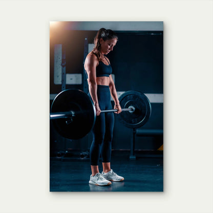 Female Barbell Deadlift Workout 5mm thick Plastic Poster Ready to Hang 90x60cm