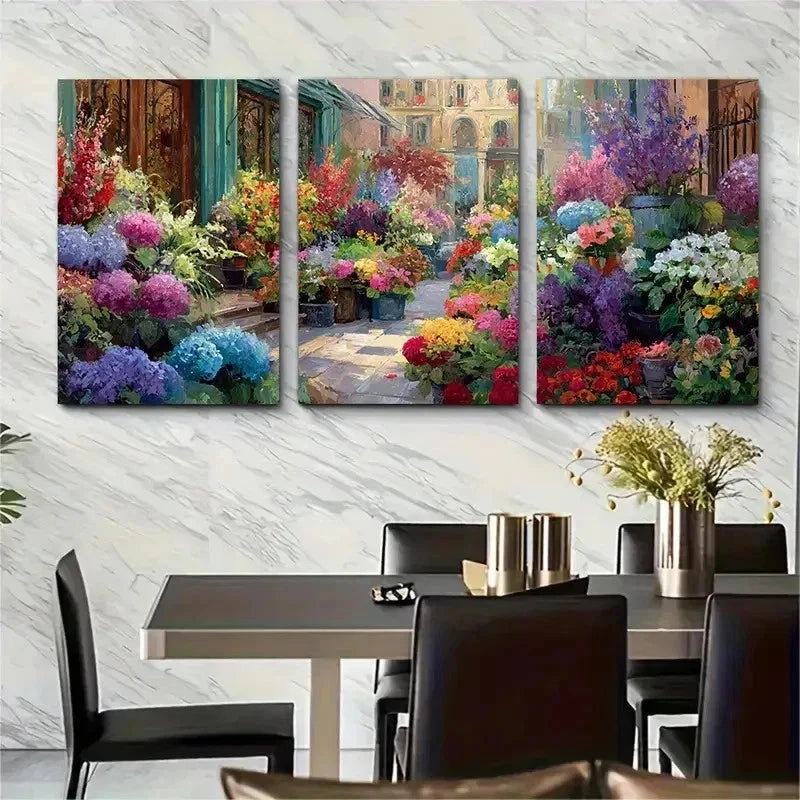 3pcs Cityscape Painting Botanical Perfect Wall Art Set Canvas Framed 50x70cm - High Quality Print 100% Australian Made Wall Canvas Ready to Hang - Bella Home Decor