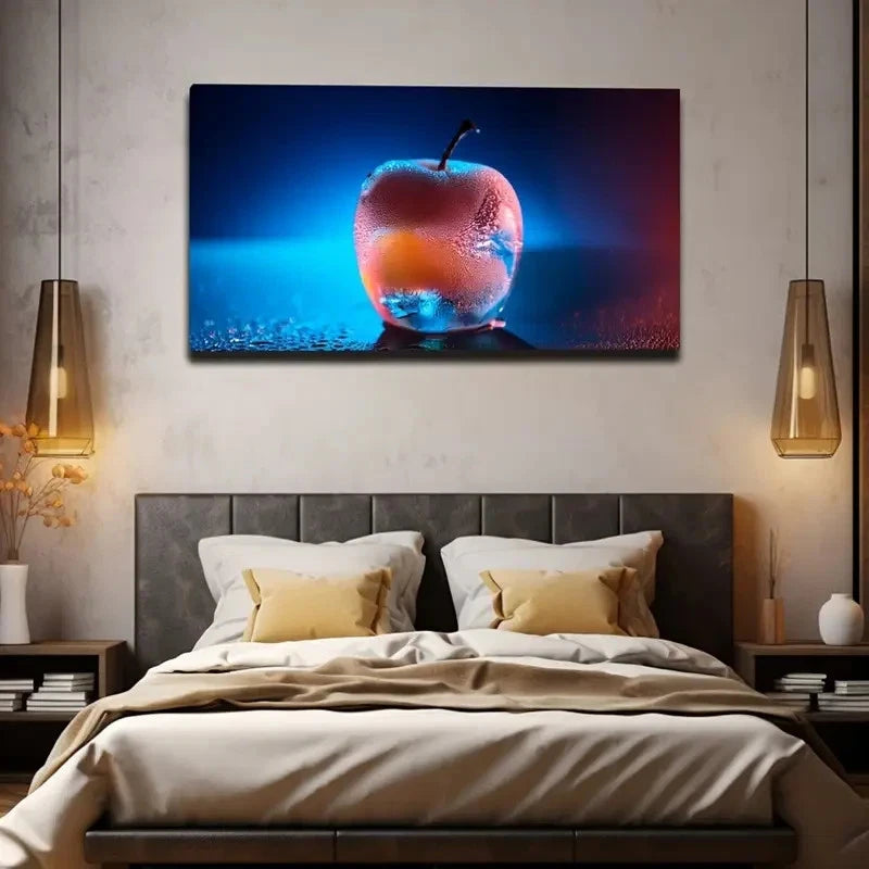 Transparent Apple Suitable Wall Art Canvas Office Home Room Framed 120x60cm