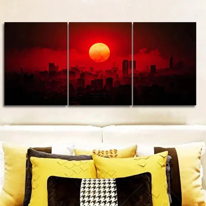 3pcs The Moon Over the City Wall Art Set Canvas Unframed - High Quality Print 100% Australian Made Wall Canvas