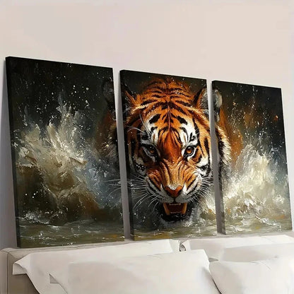 3pcs Bengal Tiger Watercolor Decor    Wall Art Set Canvas Framed 50x70cm - High Quality Print 100% Australian Made Wall Canvas Ready to Hang - Bella Home Decor