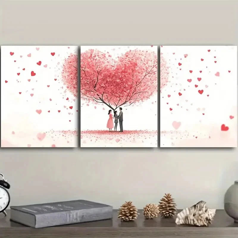 3pcs Lovers under the love tree Wall Art Set Canvas Framed 40x60cm - High Quality Print 100% Australian Made Wall Canvas Ready to Hang
