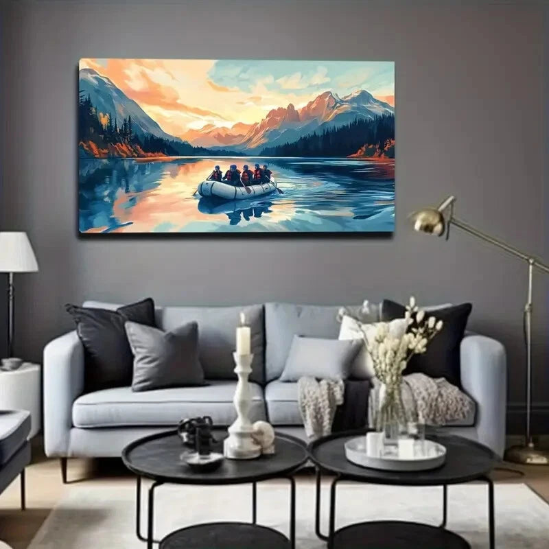 Vibrant Sunset Mountain Lands Wall Art Canvas Office Home Room Framed 120x60cm - Bella Home Decor