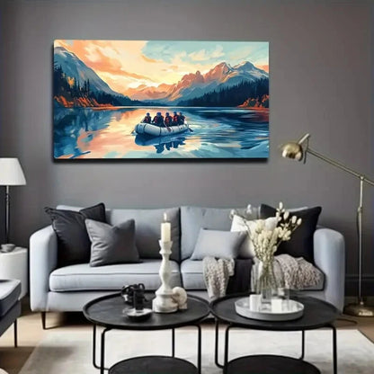 Vibrant Sunset Mountain Lands Wall Art Canvas Office Home Room Framed 120x60cm - Bella Home Decor