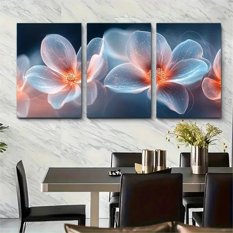 3pcs White Flower Petals Abstract R Wall Art Set Canvas Framed 60x90cm - High Quality Print 100% Australian Made Wall Canvas Ready to Hang