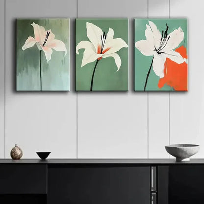 3pcs A Beautiful White Flower Luxurious Perfect Wall Art Set Canvas Unframed - High Quality Print 100% Australian Made Wall Canvas
