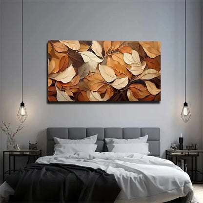 Autumn Leaf White Wall Art Canvas Office Home Room Framed 120x60cm