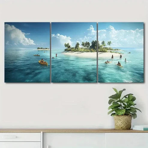 3pcs Tropical Islands Beautiful Nature Perfect Wall Art Set Canvas Unframed - High Quality Print 100% Australian Made Wall Canvas