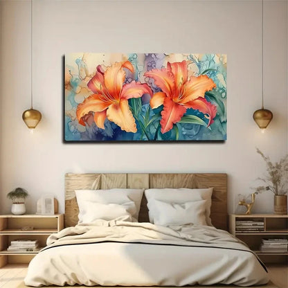 Vibrant Orange And Red Zinnias Wall Art Canvas Office Home Room Framed 120x60cm
