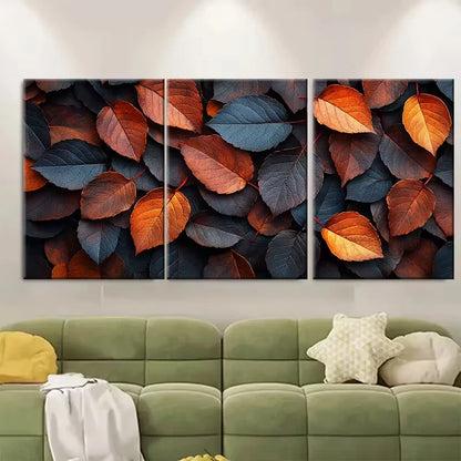 3pcs Dark Brown Leaves Abstract Nature Metal Print Ready to Hang Art - Bella Home Decor
