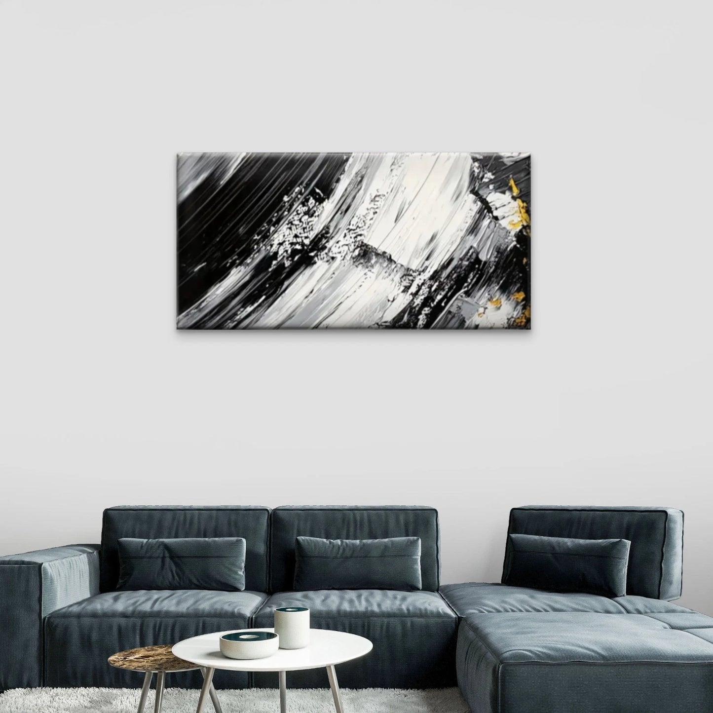 Black And White Paintings Wall Art Canvas Office Home Room Framed 120x60cm