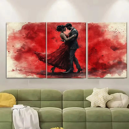 3pcs Elegant Tango Dancers Watercolor Metal Print Ready to Hang Art