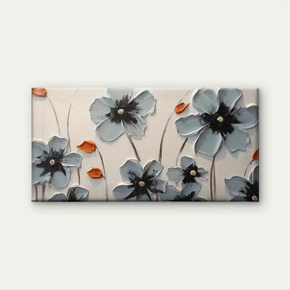 Gray Flowers Abstract White Wall Art Canvas Office Home Room Framed 120x60cm