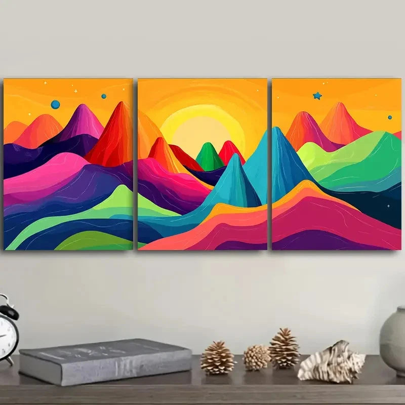 3pcs mountain landscape Wall Art Set Canvas Framed 60x90cm - High Quality Print 100% Australian Made Wall Canvas Ready to Hang