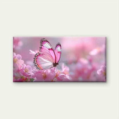Soft Pink Butterfly & Cherry Wall Art Canvas Office Home Room Framed 120x60cm - Bella Home Decor
