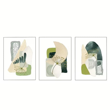3pcs Green Abstract Green & Tones  Wall Art Set Canvas Framed 40x60cm - High Quality Print 100% Australian Made Wall Canvas Ready to Hang