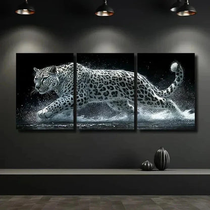 3pcs White Leopard Panther Mural Wall Art Canvas Unframed – High Quality Print 100% Australian Made Wall Canvas