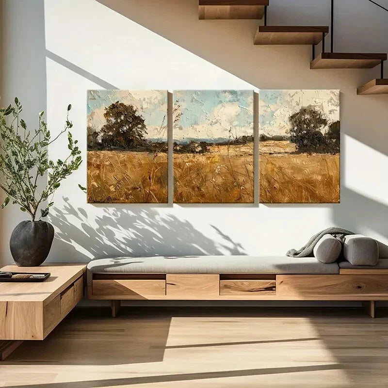 3pcs Abstract Landscape Painting Impressionist Metal Print Ready to Hang Art - Bella Home Decor