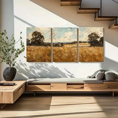 3pcs Abstract Landscape Painting Impressionist Metal Print Ready to Hang Art - Bella Home Decor