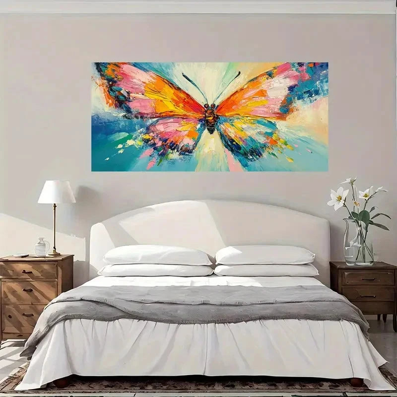 Vibrant Abstract Butterfly Wall Art Canvas Office Home Room Framed 120x60cm