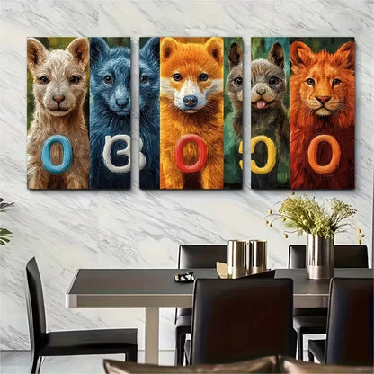 3pcs Educational Animal Number Art Metal Print Ready to Hang Art - Bella Home Decor