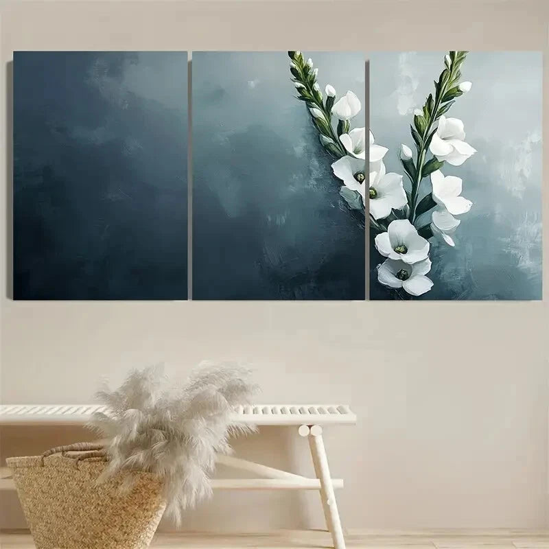 3pcs Nature White Snapdragon Flowers Peaceful Metal Print Ready to Hang Art - Bella Home Decor