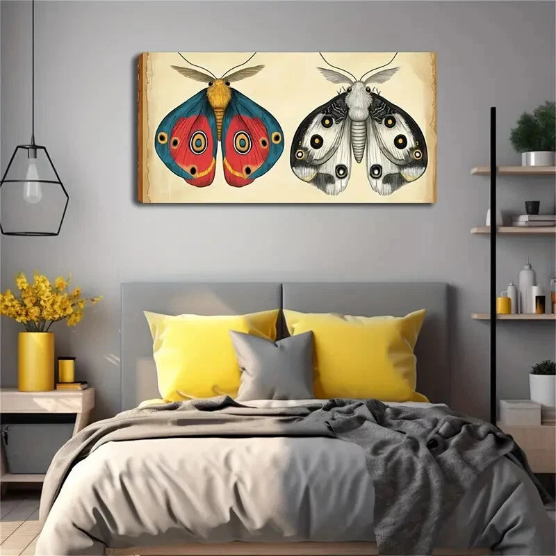Vibrant Red & Blue With Black Wall Art Canvas Office Home Room Framed 120x60cm - Bella Home Decor