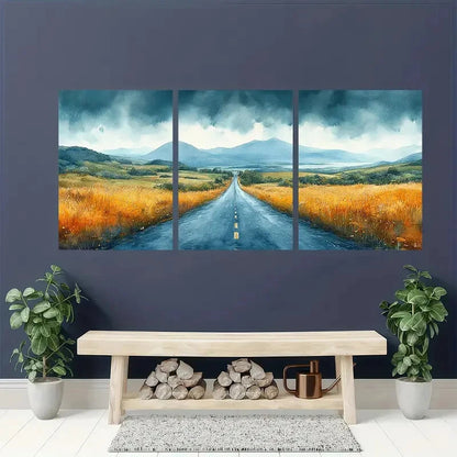 3pcs Ring of Kerry Watercolor Road Landscape Scene Metal Print Ready to Hang Art - Bella Home Decor