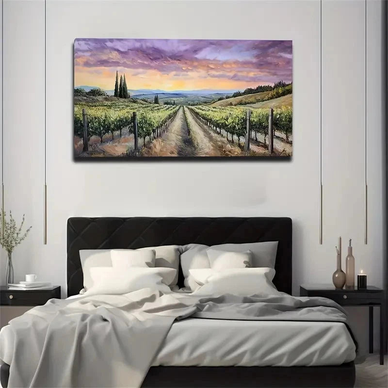 A Path Through The Vineyard Wall Art Canvas Office Home Room Framed 120x60cm