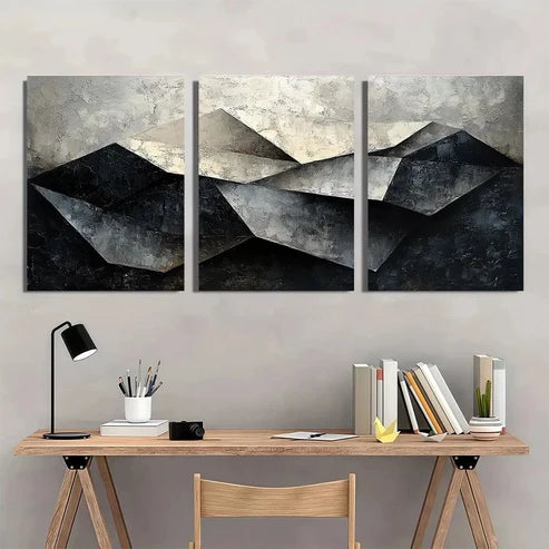 3pcs Modern Abstract Black White Geometric Wall Art Canvas Unframed - High Quality Print 100% Australian Made Wall Canvas