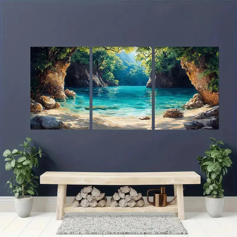 3pcs Olga Nikitin Art Blue Hole Belize Caribbean Metal Print Ready to Hang Art