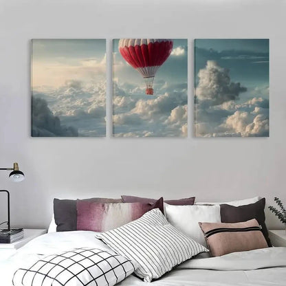 3pcs A Journey Above The Clouds, A Peaceful  Wall Art Set Canvas Framed 50x70cm - High Quality Print 100% Australian Made Wall Canvas Ready to Hang - Bella Home Decor