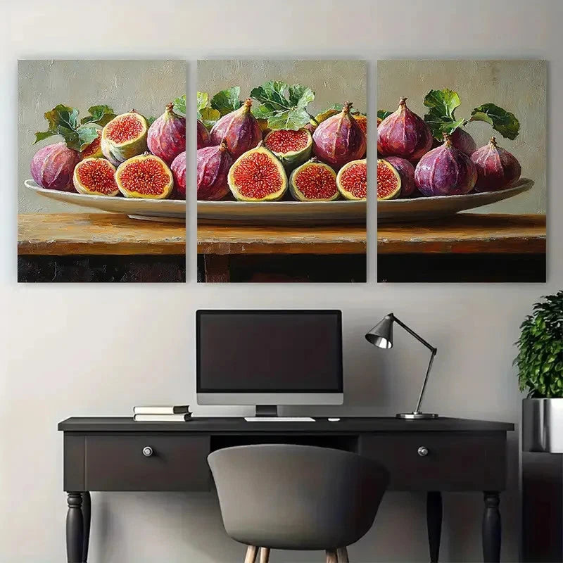 3pcs Kitchen Still Life of a Figs Food Fruit Metal Print Ready to Hang Art - Bella Home Decor