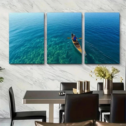 3pcs Great Lakes Erie Travel Décor Perfect Wall Art Set Canvas Framed 60x90cm - High Quality Print 100% Australian Made Wall Canvas Ready to Hang - Bella Home Decor