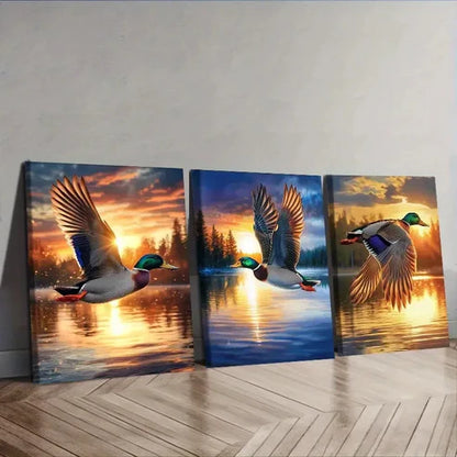3pcs Mallard Duck Luxurious Wall Art Canvas Unframed – High Quality Print 100% Australian Made Wall Canvas