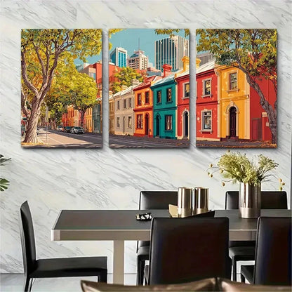 3pcs Perth Cityscape Travel Print Australia Wall Art Set Canvas Framed 60x90cm - High Quality Print 100% Australian Made Wall Canvas Ready to Hang